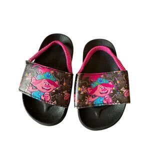 Toddler Girls Trolls Poppy Slides Sandals Size 6 Pink Black Foam